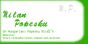 milan popesku business card